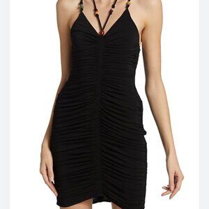 NEW WITH TAGS A.L.C Anya black brown Strappy Ruched Dress XS